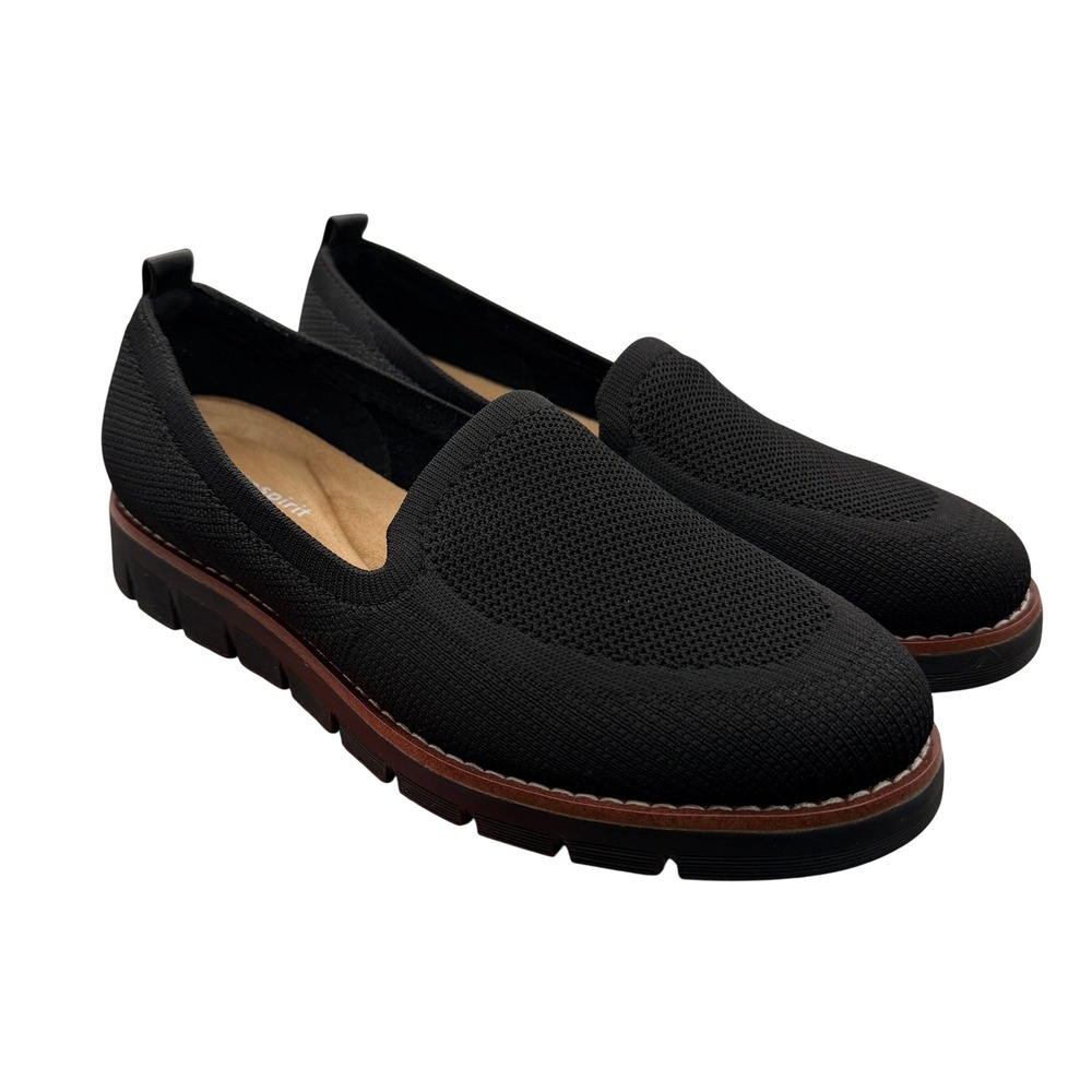 Easy Spirit Women Valina 9 Wide Black Knit Comfort Slip On Loafers Office Travel
